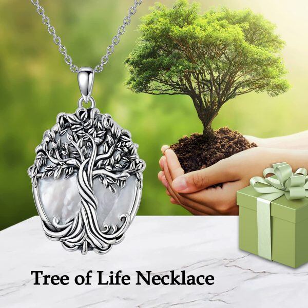 Sterling Silver Pearl Tree Of Life Pendant Necklace For Women-15