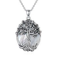 wholesale 925 Sterling Silver Mother of Pearl Life Tree Pendant Necklace Gift for Women and Girls- Oxidized/Oxidised