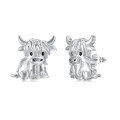 wholesale 925 Sterling Silver Cow Shaped Stud Earrings for Women Girls Gifts 3D Animal Jewelry Accessories Minimalist Fashion Design Hypoallergenic Safe Nickel Free-0-0