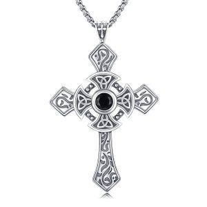 Sterling Silver Celtic Cross with Stainless Steel Chain Pendant Necklace For Adult-0