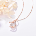 wholesale Rose Gold 925 Sterling Silver Crystal Ribbon Breast Cancer Awareness Teardrop Pendant Necklace for Women's Gifts-0-1