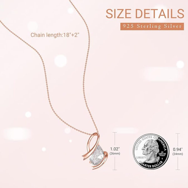 Sterling Silver Breast Cancer Rose Gold Pendant Necklace For Women-2