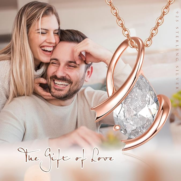 Sterling Silver Breast Cancer Rose Gold Pendant Necklace For Women-4