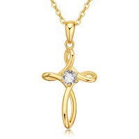 wholesale 18K Gold Celtic Cross with Moissanite Diamond Pendant Chain s for Her- Gold Plated