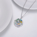 wholesale 925 Sterling Silver Cancer Zodiac Pendant with Abalone Shell and Red Cubic Zirconia Birthstone Necklaces for Women Girls Astrology Gift Ideas-0-3