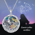 wholesale 925 Sterling Silver Cancer Zodiac Pendant with Abalone Shell and Red Cubic Zirconia Birthstone Necklaces for Women Girls Astrology Gift Ideas-0-4