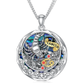 wholesale 925 Sterling Silver Cancer Zodiac Pendant with Abalone Shell and Red Cubic Zirconia Birthstone Necklaces for Women Girls Astrology Gift Ideas-0-5