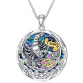 wholesale 925 Sterling Silver Cancer Zodiac Pendant with Abalone Shell and Red Cubic Zirconia Birthstone Necklaces for Women Girls Astrology Gift Ideas-0-7