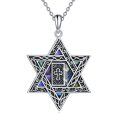 wholesale 925 Sterling Silver Abalone Shell Star of David Cross Pendant Necklace Jewelry-0-0