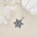 wholesale 925 Sterling Silver Abalone Shell Star of David Cross Pendant Necklace Jewelry-0-4