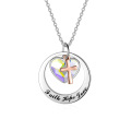 wholesale Sterling Silver Gold Faith Hope Love Cross Pendant Necklace w Austrian Crystal-0-0