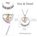 wholesale Sterling Silver Gold Faith Hope Love Cross Pendant Necklace w Austrian Crystal-0-1