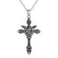 wholesale 925 Sterling Silver Angel Sword Cross Pendant Necklace for Men-0-0