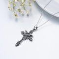wholesale 925 Sterling Silver Angel Sword Cross Pendant Necklace for Men-0-3