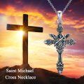 wholesale 925 Sterling Silver Angel Sword Cross Pendant Necklace for Men-0-5
