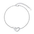 wholesale 925 Sterling Silver Adjustable Women's Anklet w/ CZ Heart & Cross Charm-0-0