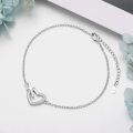 wholesale 925 Sterling Silver Adjustable Women's Anklet w/ CZ Heart & Cross Charm-0-3