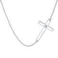 wholesale 925 Sterling Silver Sideways Cross Pendant with Moissanite - Christian Jewelry for Women (18 + Extender)-0-0
