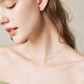 wholesale 925 Sterling Silver Sideways Cross Pendant with Moissanite - Christian Jewelry for Women (18 + Extender)-0-2