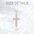wholesale Rose Gold 925 Sterling Silver Celtic Knot White Opal Cross Pendant Necklace for Women and Girls-0-1