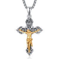 wholesale 925 Sterling Silver Crucifix Cross Jesus Christ Pendant Necklace Jewelry- Oxidized/Oxidised