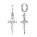 wholesale 925 Sterling Silver Cross Drop Dangle Hoop Earrings for Women and Teenage Girls - Gift Ideas for Birthdays & Special Occasions-0-0