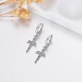 wholesale 925 Sterling Silver Cross Drop Dangle Hoop Earrings for Women and Teenage Girls - Gift Ideas for Birthdays & Special Occasions-0-4