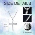 wholesale 925 Sterling Silver & 14k Gold Plated Religious Cross Necklace w/ 3mm Box Link Chain (22)-0-1