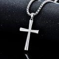 wholesale 925 Sterling Silver & 14k Gold Plated Religious Cross Necklace w/ 3mm Box Link Chain (22)-0-5