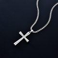 wholesale 925 Sterling Silver & 14k Gold Plated Religious Cross Necklace w/ 3mm Box Link Chain (22)-0-6