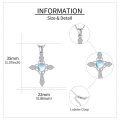 wholesale 925 Sterling Silver Rainbow Moonstone Cross Necklace for Women Girls  48cm Chain Length-0-1