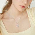 wholesale 925 Sterling Silver Rainbow Moonstone Cross Necklace for Women Girls  48cm Chain Length-0-2