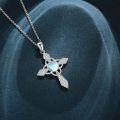 wholesale 925 Sterling Silver Rainbow Moonstone Cross Necklace for Women Girls  48cm Chain Length-0-3