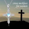 wholesale 925 Sterling Silver Rainbow Moonstone Cross Necklace for Women Girls  48cm Chain Length-0-5
