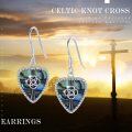 wholesale 925 Sterling Silver Abalone Shell Celtic Knot Heart Drop Earrings-0-5