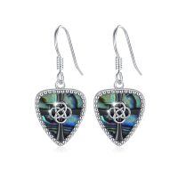 wholesale 925 Sterling Silver Abalone Shell Celtic Knot Heart Drop Earrings- Two Tone