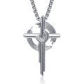 wholesale Silver 925 Sterling Silver Geometric Cross Pendant Necklace  with Unique Design and Adjustable Length - Mens Jewelry-0-0