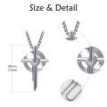 wholesale Silver 925 Sterling Silver Geometric Cross Pendant Necklace  with Unique Design and Adjustable Length - Mens Jewelry-0-1