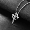 wholesale Silver 925 Sterling Silver Geometric Cross Pendant Necklace  with Unique Design and Adjustable Length - Mens Jewelry-0-4