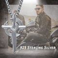 wholesale Silver 925 Sterling Silver Geometric Cross Pendant Necklace  with Unique Design and Adjustable Length - Mens Jewelry-0-5
