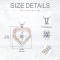 wholesale 925 Sterling Silver Cubic Zirconia Accent Double Heart Cross Pendant Necklace for Women-0-1