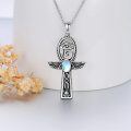 wholesale 925 Sterling Silver Moonstone Ankh Cross Necklace - I Love You in 100 Languages & Evil Eye Protection Charm-0-3
