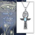 wholesale 925 Sterling Silver Moonstone Ankh Cross Necklace - I Love You in 100 Languages & Evil Eye Protection Charm-0-5