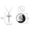 wholesale 925 Sterling Silver Blue Crystal Heart Cross Pendant Necklaces s for Women Girls-0-1