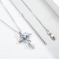 wholesale 925 Sterling Silver Blue Crystal Heart Cross Pendant Necklaces s for Women Girls-0-4
