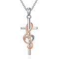wholesale 925 Sterling Silver Cross with Heart Treble Clef Pendant Necklace for Women Girls-0-0