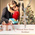 wholesale 925 Sterling Silver Cross with Heart Treble Clef Pendant Necklace for Women Girls-0-5