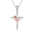 wholesale 925 Sterling Silver Sloth Moon Cross Pendant Necklace for Women Girls-0-0