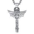 wholesale 925 Sterling Silver Angel Winged Crucifix Pendant Necklace with INRI and Wings Design - Mens Catholic s-0-0