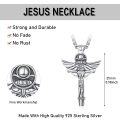 wholesale 925 Sterling Silver Angel Winged Crucifix Pendant Necklace with INRI and Wings Design - Mens Catholic s-0-1